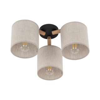 Plafonnier Deva 3 lumières – pin & noir – en métal et bois – style moderne