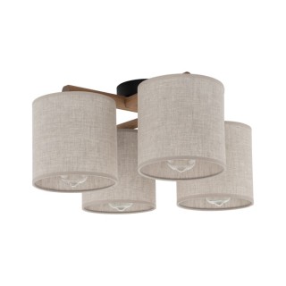 Plafonnier Deva 4 lumières – gris & noir – en métal et bois – style moderne