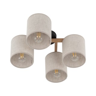 Plafonnier Deva 4 lumières – gris & noir – en métal et bois – style moderne