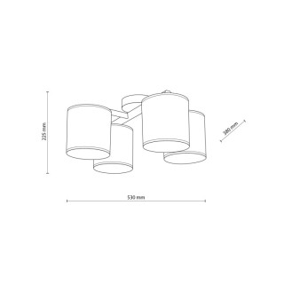 Plafonnier Deva 4 lumières – gris & noir – en métal et bois – style moderne
