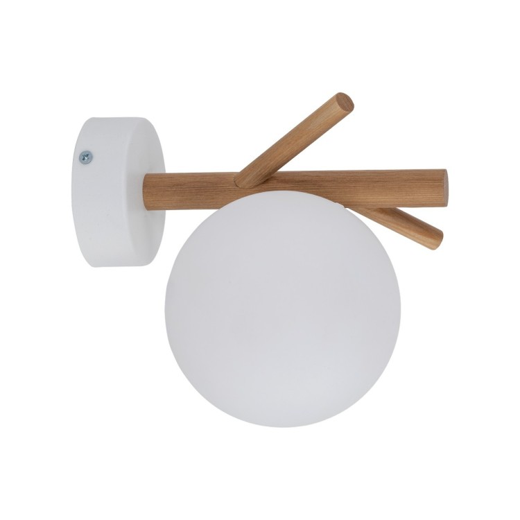 Lampe à poser Sheron 1 lumière – blanc & pin – en métal et bois – style moderne