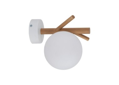 Lampe à poser Sheron 1 lumière – blanc & pin – en métal et bois – style moderne