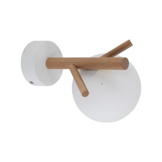 Lampe à poser Sheron 1 lumière – blanc & pin – en métal et bois – style moderne