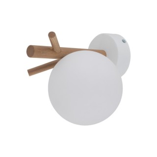 Lampe à poser Sheron 1 lumière – blanc & pin – en métal et bois – style moderne