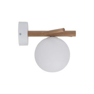 Lampe à poser Sheron 1 lumière – blanc & pin – en métal et bois – style moderne