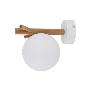 Lampe à poser Sheron 1 lumière – blanc & pin – en métal et bois – style moderne