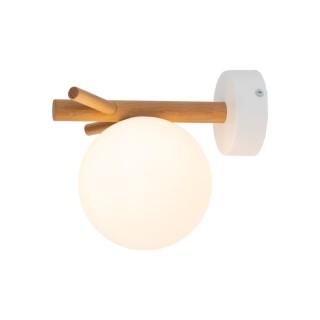 Lampe à poser Sheron 1 lumière – blanc & pin – en métal et bois – style moderne