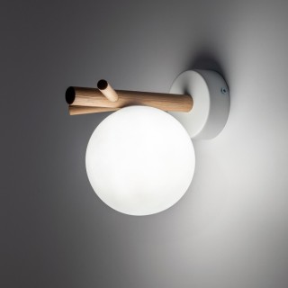 Lampe à poser Sheron 1 lumière – blanc & pin – en métal et bois – style moderne
