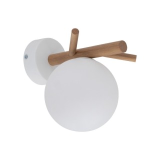 Lampe à poser Sheron 1 lumière – blanc & pin – en métal et bois – style moderne