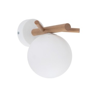 Lampe à poser Sheron 1 lumière – blanc & pin – en métal et bois – style moderne
