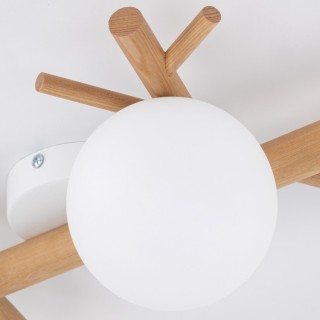 Plafonnier Sheron 4 lumières – blanc & pin – en métal et bois – style moderne
