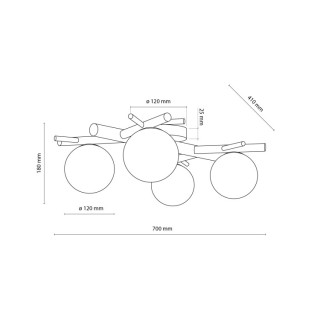 Plafonnier Sheron 4 lumières – blanc & pin – en métal et bois – style moderne
