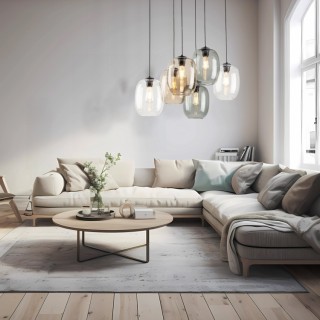 Suspension Elio 6 lumières – noir – en métal – style moderne