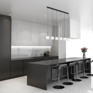 Suspension Martin 6 lumières – noir – en métal – style moderne et loft