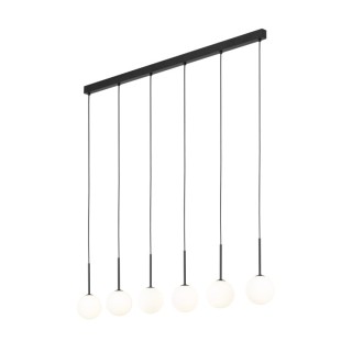 Suspension Martin 6 lumières – noir – en métal – style moderne et loft