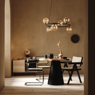 Suspension Anabelle 6 lumières – brun – en métal – style moderne