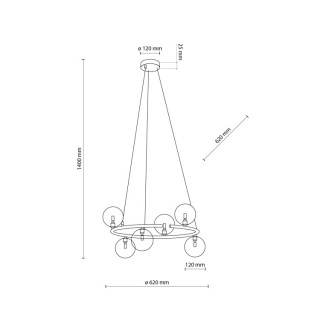 Suspension Anabelle 6 lumières – brun – en métal – style moderne