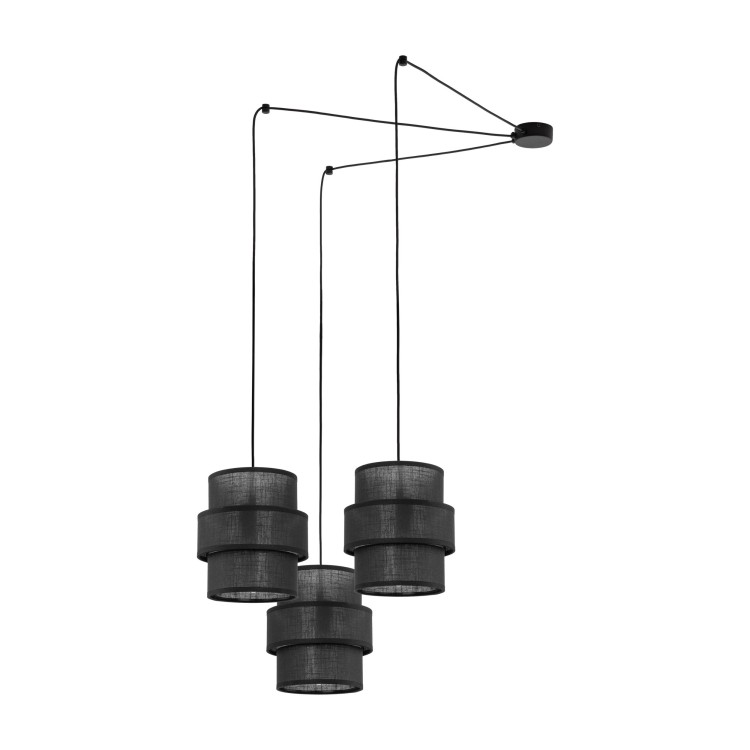Suspension Calisto 3 lumières – noir – en métal – style moderne et loft