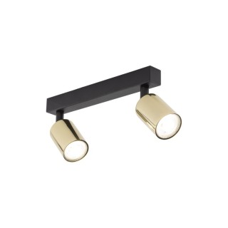 Plafonnier Top 2 lumières – doré & noir – en métal – style moderne et loft