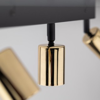 Plafonnier Top 3 lumières – doré & noir – en métal – style moderne et loft