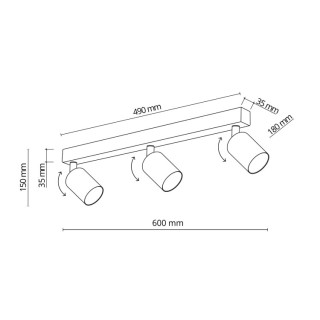 Plafonnier Top 3 lumières – doré & noir – en métal – style moderne et loft