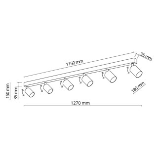 Plafonnier Top 6 lumières – doré & noir – en métal – style moderne et loft