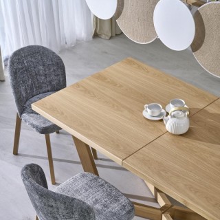 Suspension Pulse 5 lumières – blanc & pin – en métal et bois – style moderne