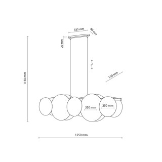 Suspension Pulse 5 lumières – blanc & pin – en métal et bois – style moderne