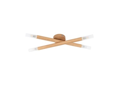 Plafonnier Noble 4 lumières – blanc & pin – en bois – style moderne