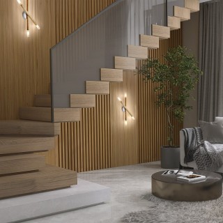 Plafonnier Noble 4 lumières – blanc & pin – en bois – style moderne