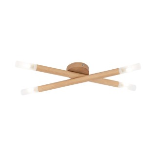 Plafonnier Noble 4 lumières – blanc & pin – en bois – style moderne