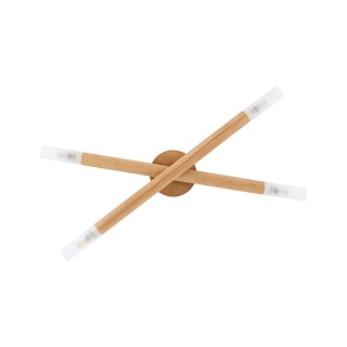 Plafonnier Noble 4 lumières – blanc & pin – en bois – style moderne