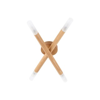 Plafonnier Noble 4 lumières – blanc & pin – en bois – style moderne