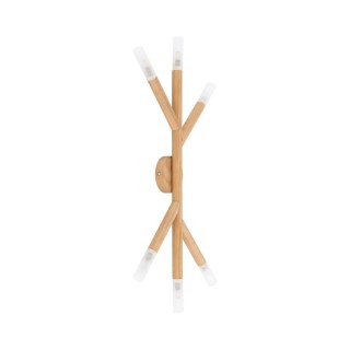 Plafonnier Noble 6 lumières – blanc & pin – en bois – style moderne