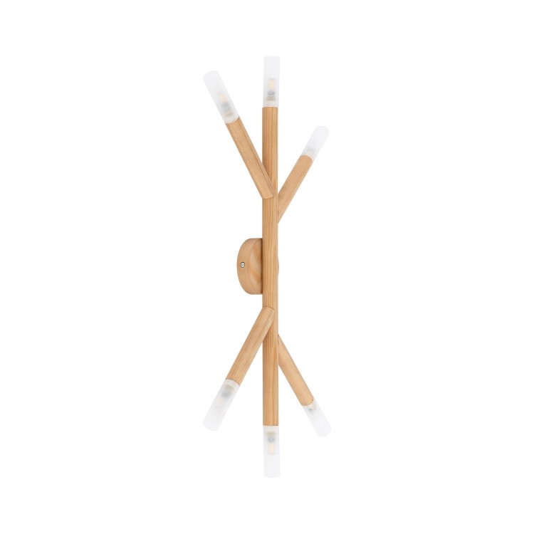 Plafonnier Noble 6 lumières – blanc & pin – en bois – style moderne