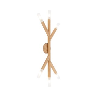 Plafonnier Noble 6 lumières – blanc & pin – en bois – style moderne