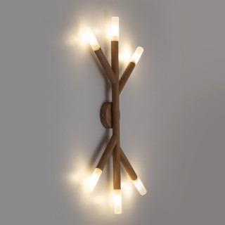 Plafonnier Noble 6 lumières – blanc & pin – en bois – style moderne