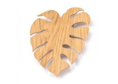 Applique murale Monstera 3 lumières – chêne & noir – en métal et bois – style moderne