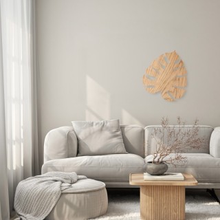 Applique murale Monstera 3 lumières – chêne & noir – en métal et bois – style moderne