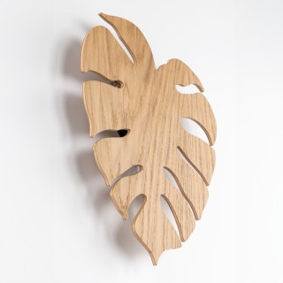 Applique murale Monstera 3 lumières – chêne & noir – en métal et bois – style moderne