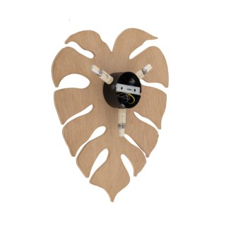 Applique murale Monstera 3 lumières – chêne & noir – en métal et bois – style moderne