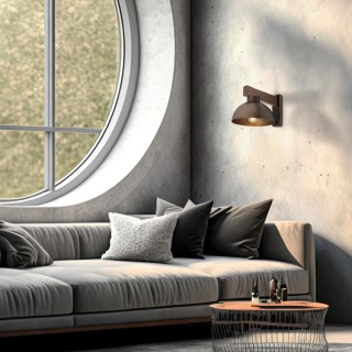 Applique murale Oslo 1 lumière – brun & noix – en métal et bois – style loft