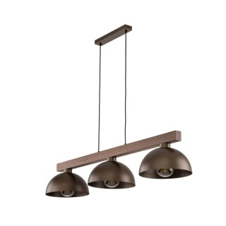 Suspension Oslo 3 lumières – brun & noix – en métal et bois – style moderne et loft