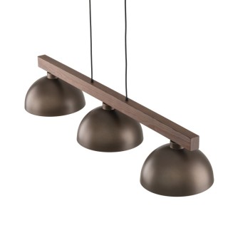 Suspension Oslo 3 lumières – brun & noix – en métal et bois – style moderne et loft