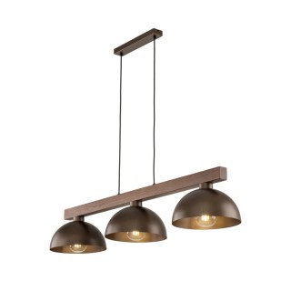 Suspension Oslo 3 lumières – brun & noix – en métal et bois – style moderne et loft