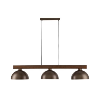 Suspension Oslo 3 lumières – brun & noix – en métal et bois – style moderne et loft