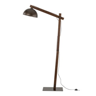 Lampadaire Oslo 1 lumière – brun & noix – en métal et bois – style moderne et loft