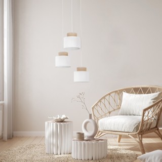 Suspension Duo 3 lumières – blanc – en métal – style moderne