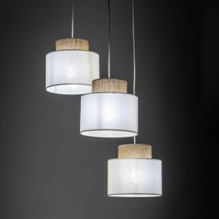 Suspension Duo 3 lumières – blanc – en métal – style moderne