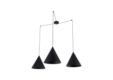 Suspension Cono 3 lumières – noir – en métal – style moderne et loft